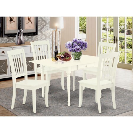 East West Furniture 5 Piece Monza Modern Dining Table Set - Linen White MZDA5-LWH-W